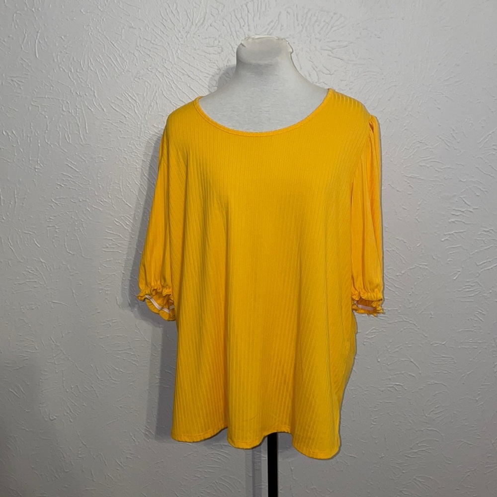 Kim & Cami Golden Yellow Pullover Blouse 2X